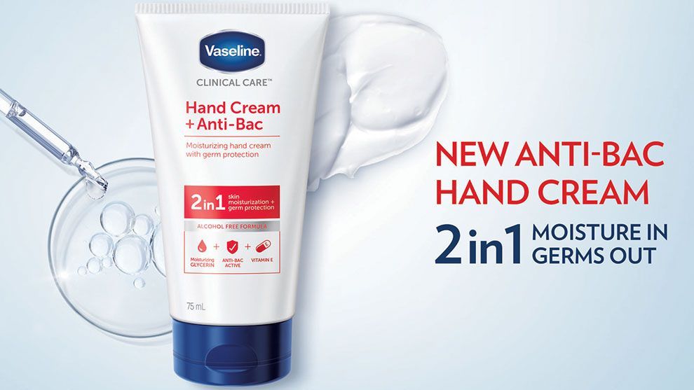 An image of Vaseline’s new anti-bacterial hand cream