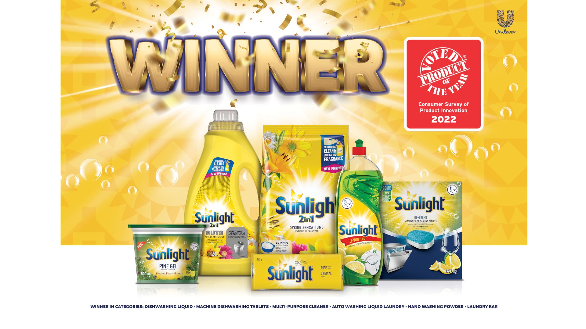 Sunlight recognised as winner of 6 categories in product of the year 2022