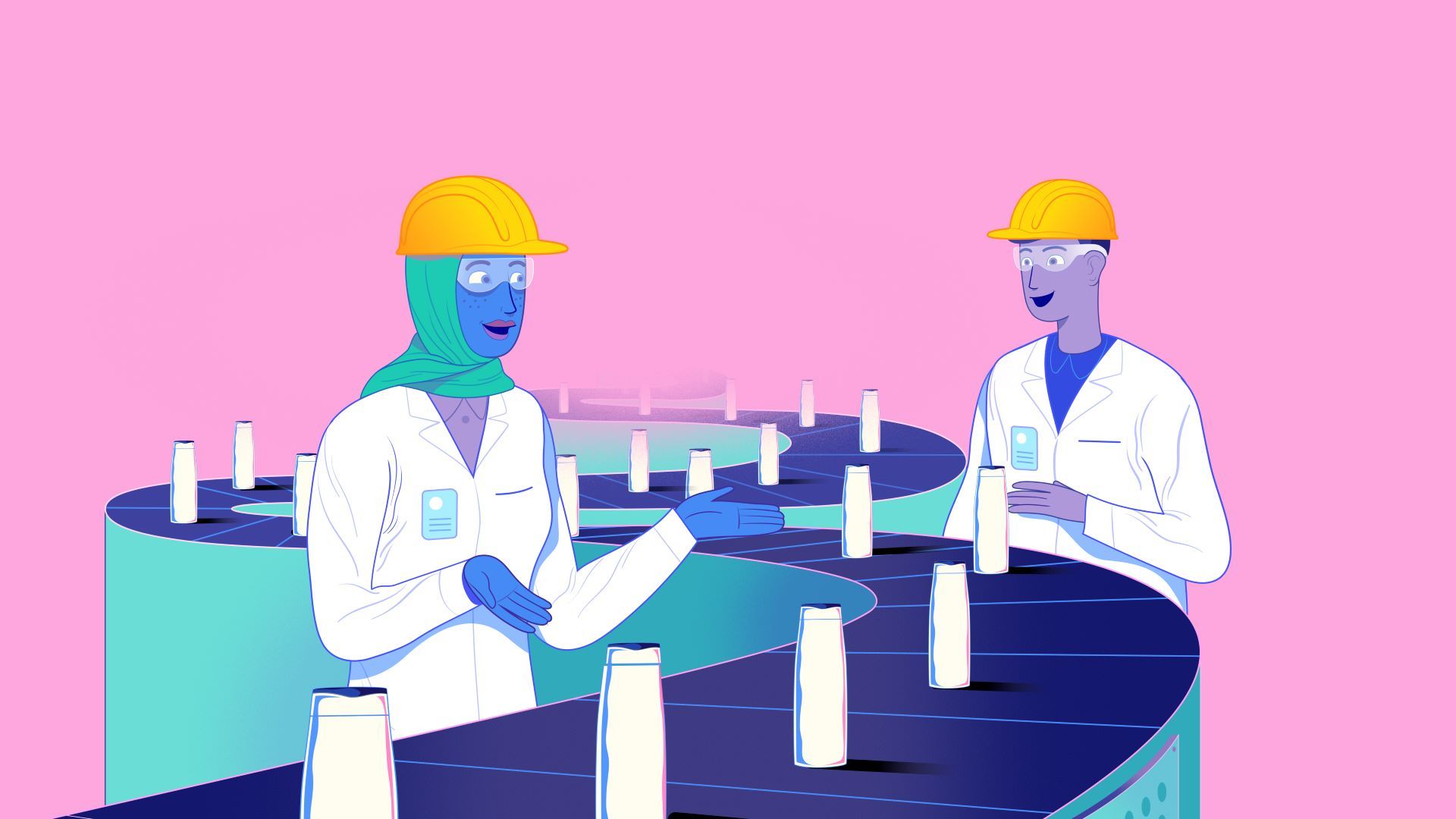 Illustration of Factory Assembly Line