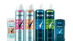 Products from Degree’s Whole Body Deo range, including spray and stick deodorants; packaging is blue with colourful branding.