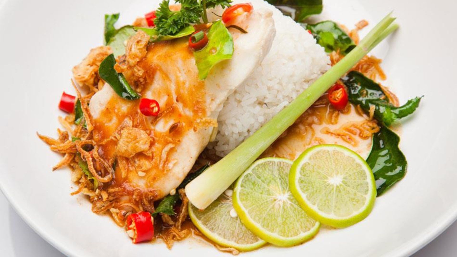 A Flavoursome Chilli Lime Fish on a Bed of Rice