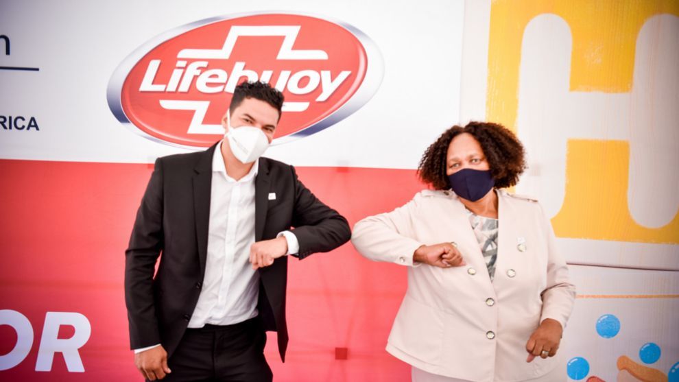 Keegan Alicks, Beauty and Personal Care Director and Angie Motshekga, Minister of Basic Education.