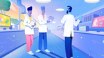 An illustration of three people in a laboratory