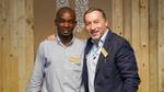 A picture of the Unilever Southern Africa CEO with a man from the African Reclaimers Organisation.